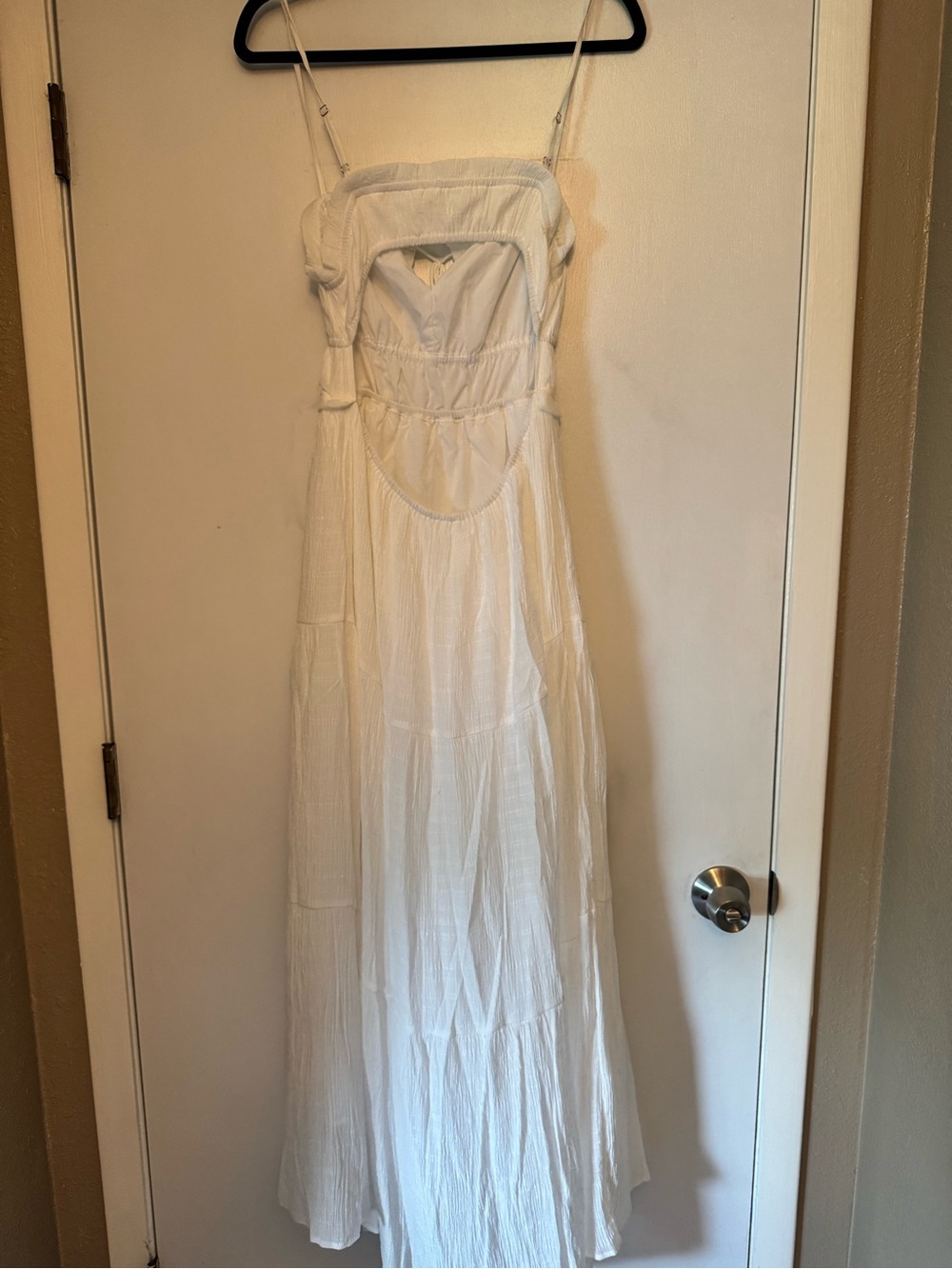 Cider White Maxi Dress with Smocked Bodice and Tassel Tie - Picture 3 of 8